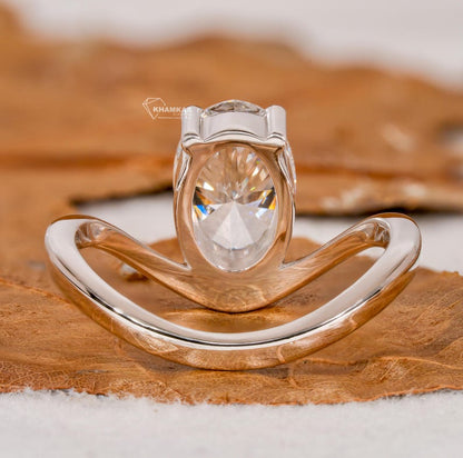 1.50CT Oval Lab Diamond Wave Solitaire Engagement Ring