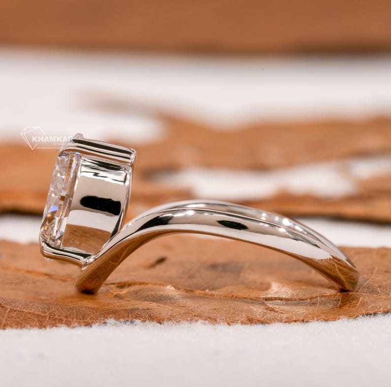 1.50CT Oval Lab Diamond Wave Solitaire Engagement Ring