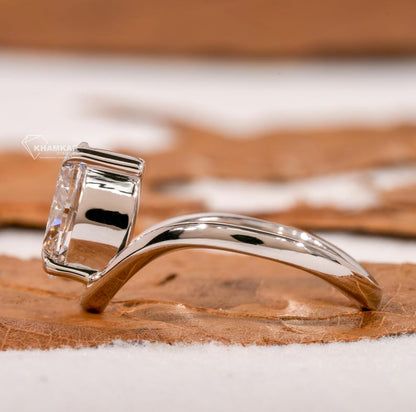 1.50CT Oval Lab Diamond Wave Solitaire Engagement Ring
