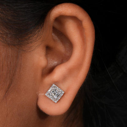 Princess Cut Lab Grown Diamond Stud Earrings