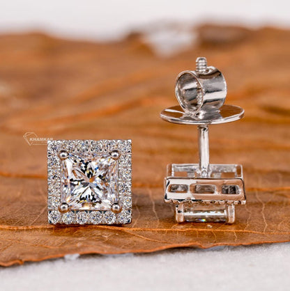 Princess Cut Lab Grown Diamond Stud Earrings