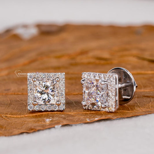Princess Cut Lab Grown Diamond Stud Earrings
