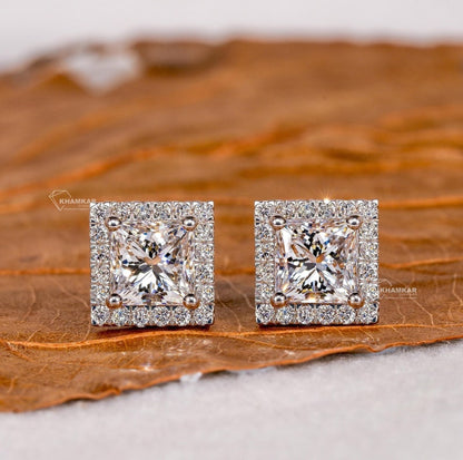 Princess Cut Lab Grown Diamond Stud Earrings