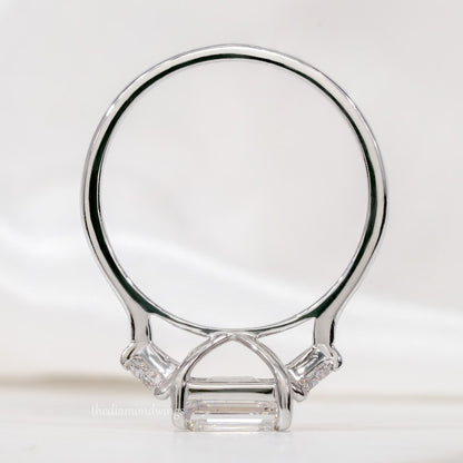 Emerald Cut Lab Grown Diamond Trilogy Engagement Ring