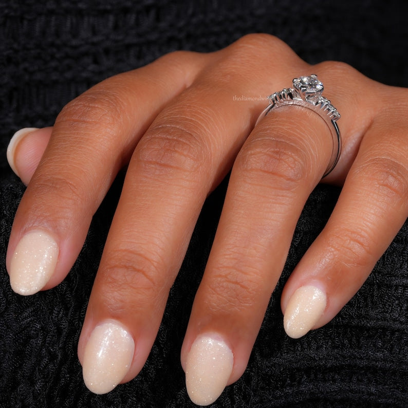 Marquise Cut Lab Grown Diamond Engagement & Wedding Ring