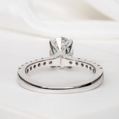 Oval Lab Grown Diamond  Pave  Engagement Ring For Women