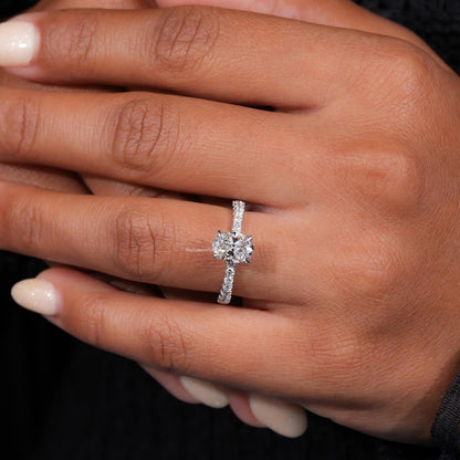 Oval Lab Grown Diamond  Pave  Engagement Ring For Women