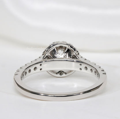 14K Gold Round Lab Grown Diamond Halo Engagement Ring