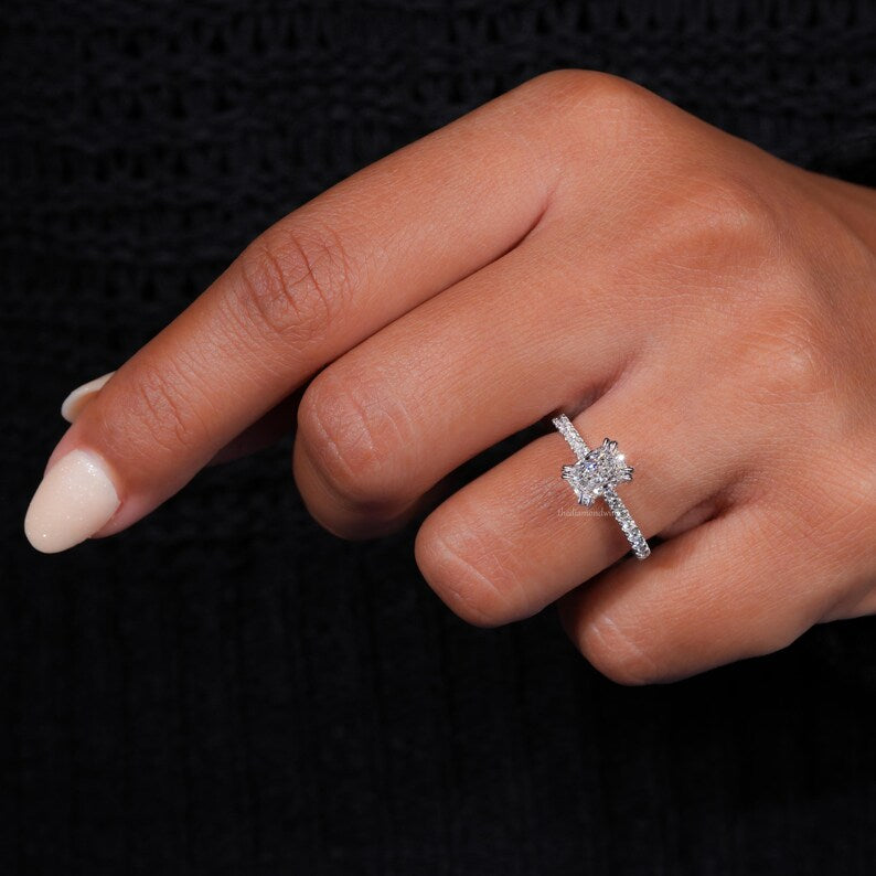 1 CT Radiant Cut Lab Grown Diamond Engagement Ring