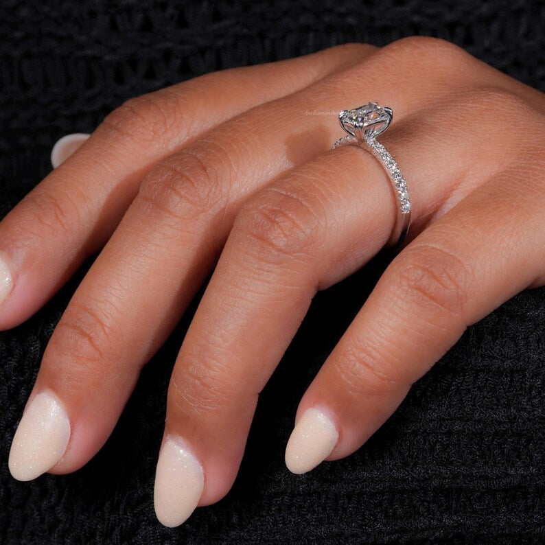 1 CT Radiant Cut Lab Grown Diamond Engagement Ring