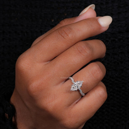 IGI Certified Marquise Cut Lab Diamond Engagement Ring