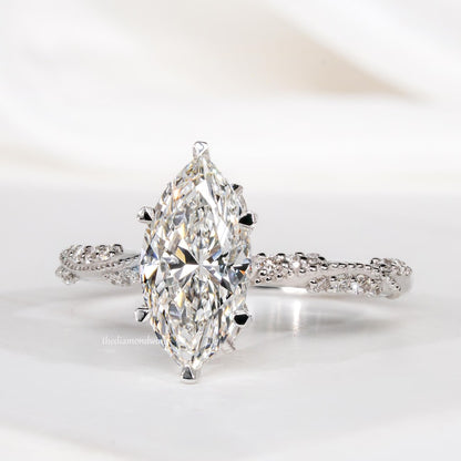 IGI Certified Marquise Cut Lab Diamond Engagement Ring