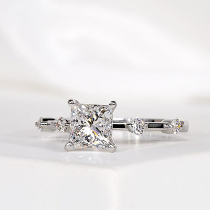 1.00 Ct Princess Cut Lab Grown Diamond Engagement & Wedding Ring