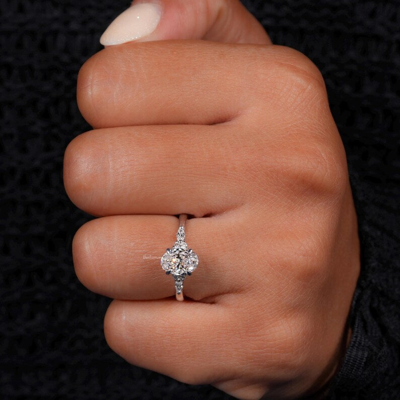 Oval Cut Lab Grown Diamond Engagement Ring in 14K White Gold