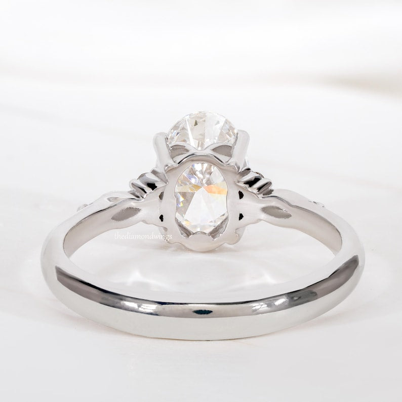 Oval Cut Lab Grown Diamond Engagement Ring in 14K White Gold