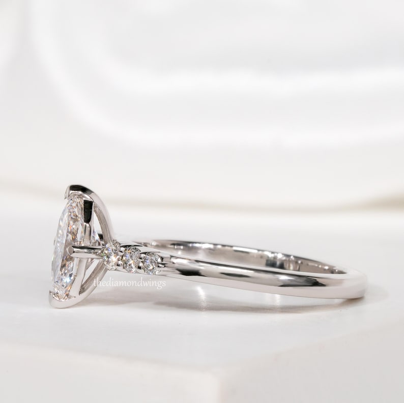 Marquise Cut Lab Grown Diamond Engagement & Wedding Ring
