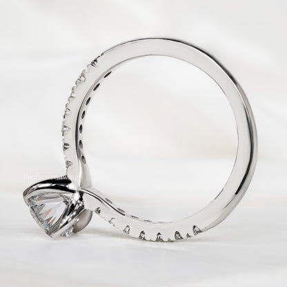 Oval Lab Grown Diamond  Pave  Engagement Ring For Women