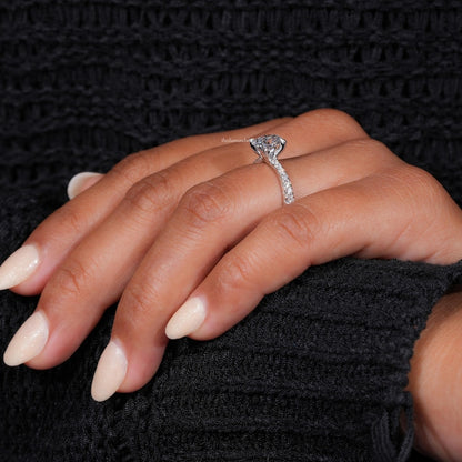 Oval Lab Grown Diamond  Pave  Engagement Ring For Women