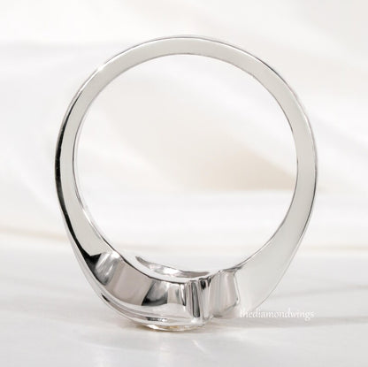 1.00CT Pear Cut Lab Grown Diamond Half Bezel Engagement Ring