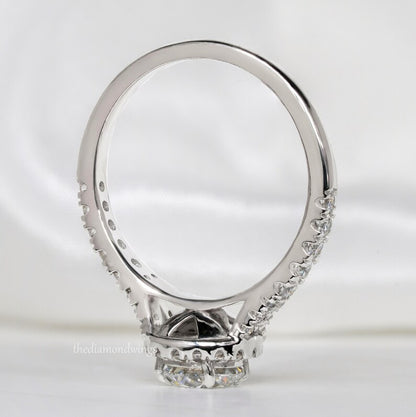 14K Gold Round Lab Grown Diamond Halo Engagement Ring