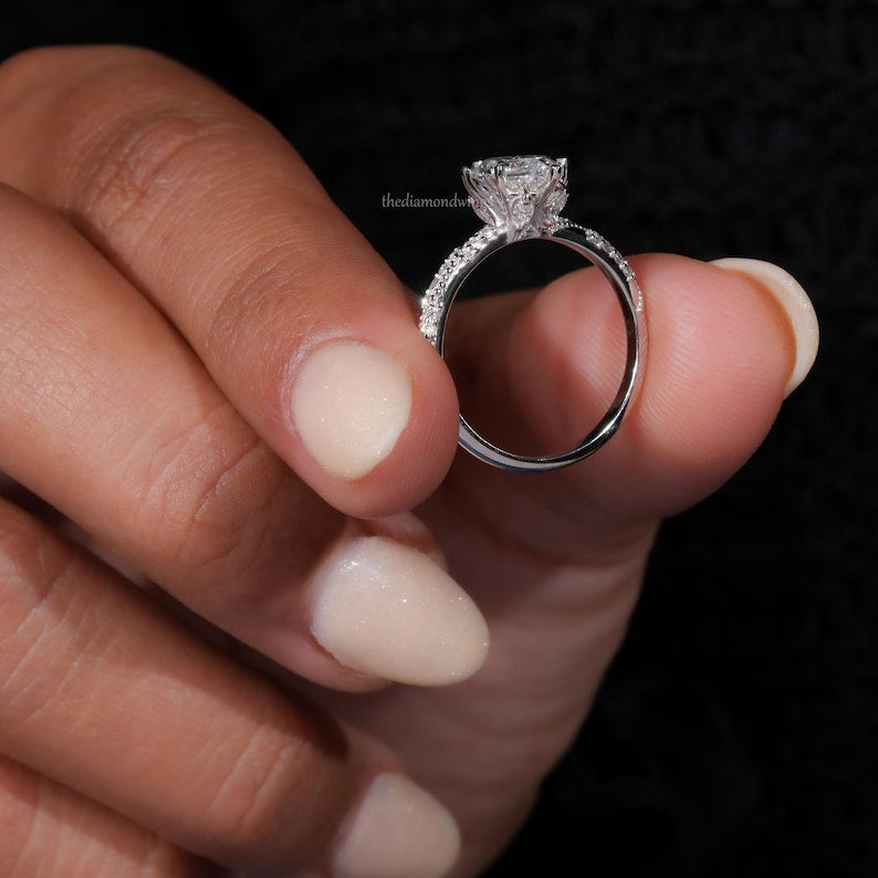 IGI Certified Marquise Cut Lab Diamond Engagement Ring