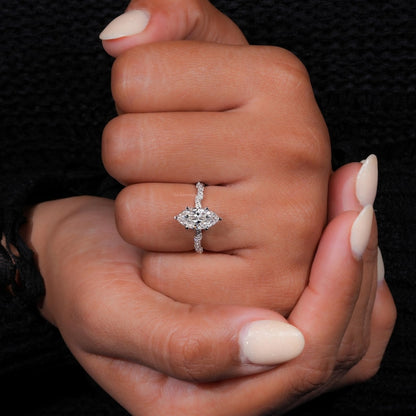 IGI Certified Marquise Cut Lab Diamond Engagement Ring