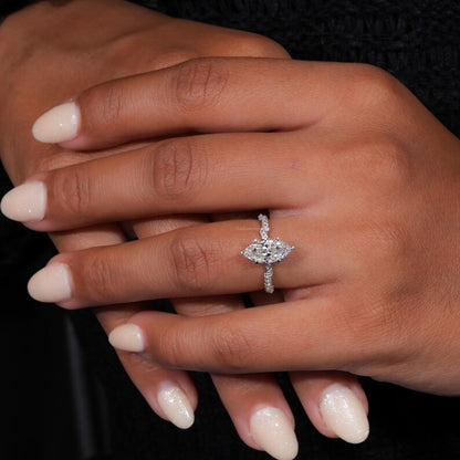IGI Certified Marquise Cut Lab Diamond Engagement Ring