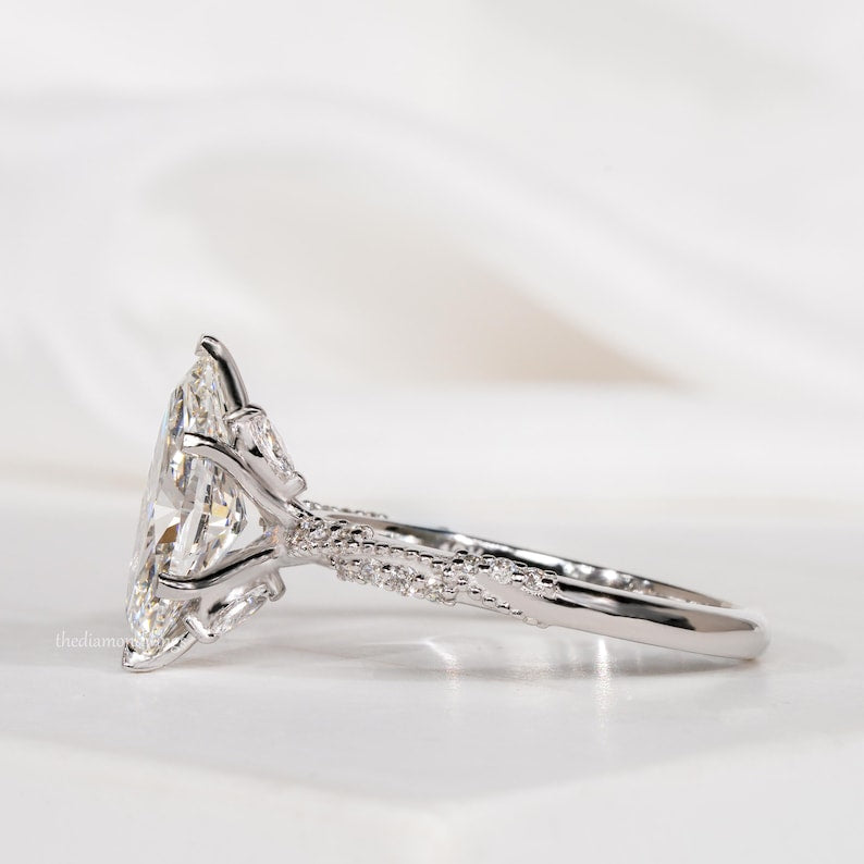 IGI Certified Marquise Cut Lab Diamond Engagement Ring