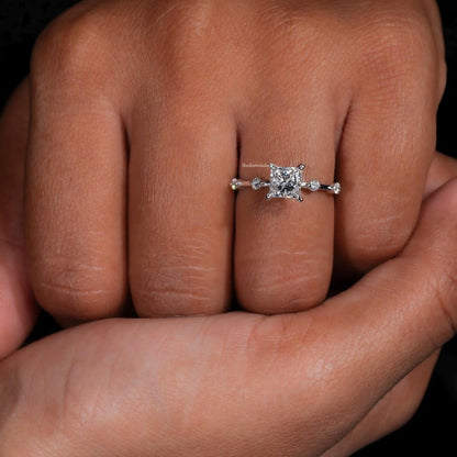 1.00 Ct Princess Cut Lab Grown Diamond Engagement & Wedding Ring