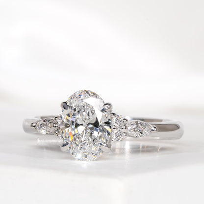 Oval Cut Lab Grown Diamond Engagement Ring in 14K White Gold