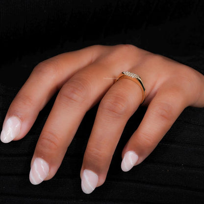 Lab Grown Diamond Pave Signet Ring – 14K Gold Minimal Pinky Ring