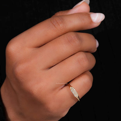 Lab Grown Diamond Pave Signet Ring – 14K Gold Minimal Pinky Ring