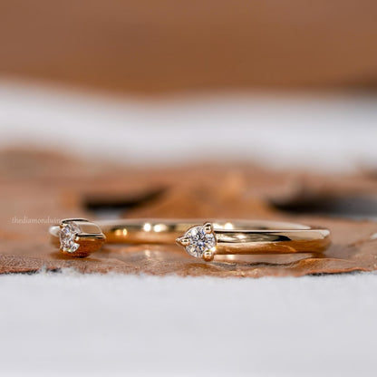 Lab Diamond Open Ring – 14K Gold Minimal Cuff Band