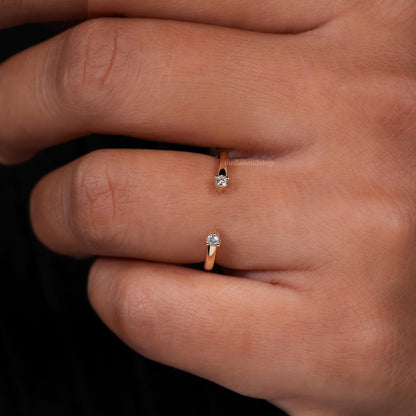 Lab Diamond Open Ring – 14K Gold Minimal Cuff Band