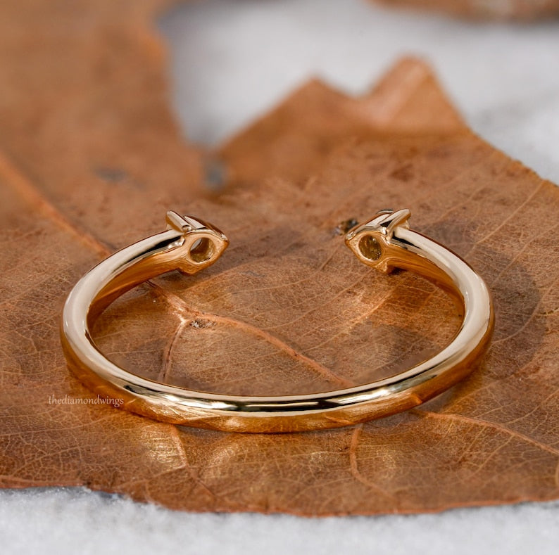 Lab Diamond Open Ring – 14K Gold Minimal Cuff Band