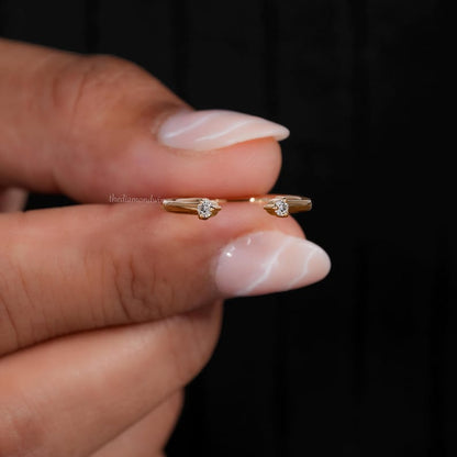 Lab Diamond Open Ring – 14K Gold Minimal Cuff Band