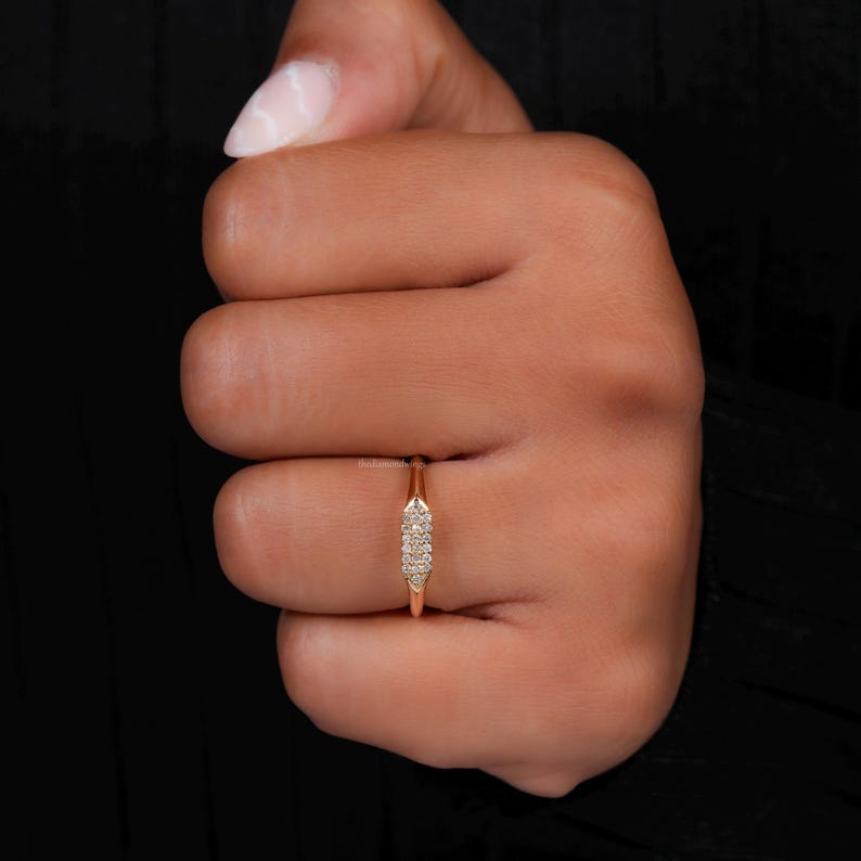 Lab Grown Diamond Pave Signet Ring – 14K Gold Minimal Pinky Ring