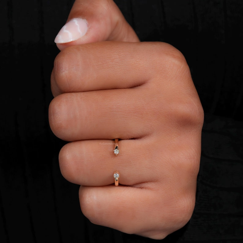 Lab Diamond Open Ring – 14K Gold Minimal Cuff Band