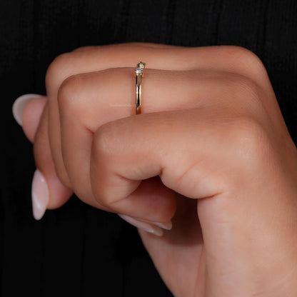 Lab Diamond Open Ring – 14K Gold Minimal Cuff Band