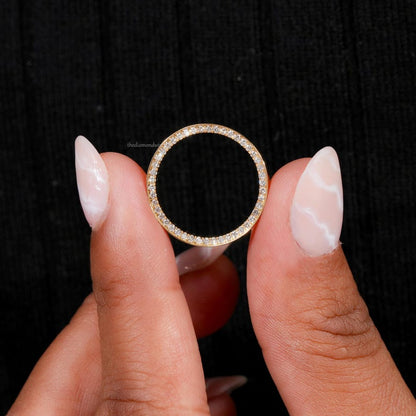 14K Gold Lab Diamond Pave Eternity Wedding Band