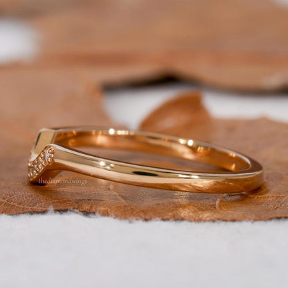 Curved Lab grown  Diamond Nesting Wedding Band