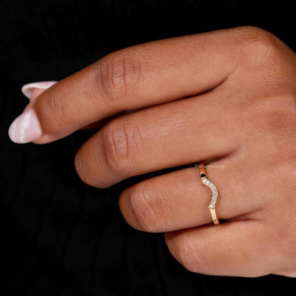 Curved Lab grown  Diamond Nesting Wedding Band