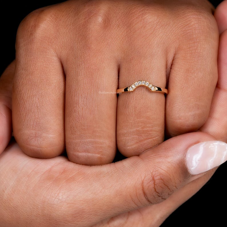 Curved Lab grown  Diamond Nesting Wedding Band