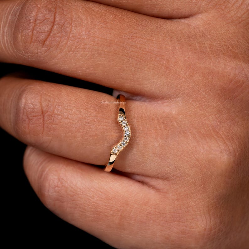 Curved Lab grown  Diamond Nesting Wedding Band