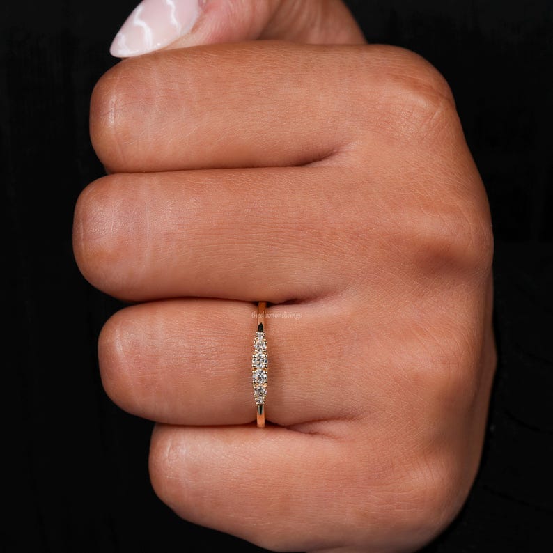 Round Lab Grown Diamond Minimalist Stackable Wedding Band