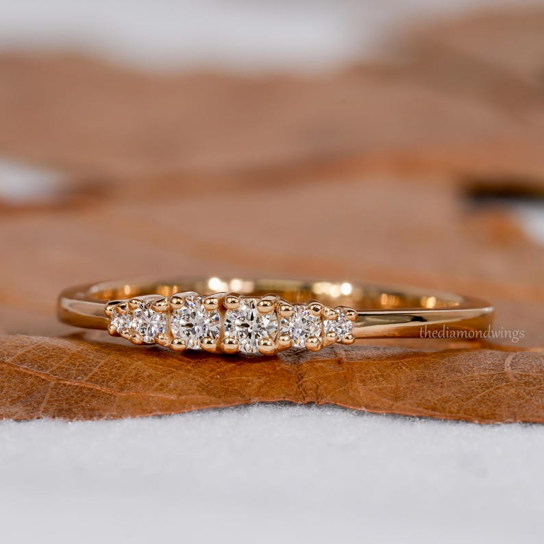 Round Lab Grown Diamond Minimalist Stackable Wedding Band