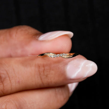 Minimalist Lab Grown Diamond Wave Stacking Ring