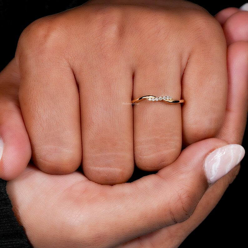 Minimalist Lab Grown Diamond Wave Stacking Ring