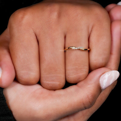 Minimalist Lab Grown Diamond Wave Stacking Ring