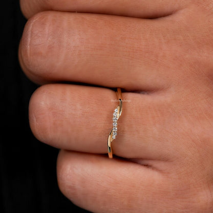 Minimalist Lab Grown Diamond Wave Stacking Ring